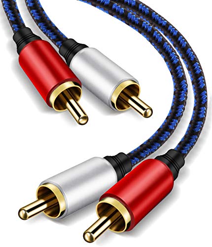 NC XIQN RCA Cable 10ft. 2RCA Male to 2RCA Male Stereo Audio Cable Nylon Braided, Double Shielded RCA to RCA Audio Cable for Home Theater, HDTV, Amplifiers, Hi-Fi Systems, Speakers. - size: 10 Ft