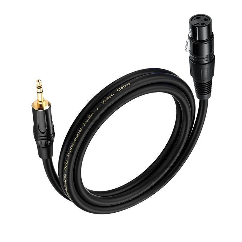 3.5mm to XLR Cable 10FT, Unbalanced 1/8 Mini Jack TRS Stereo Male to XLR Female Microphone Audio Cable, 24K-Gold-Plated Contacts for The cleanest Sound Experience - size: 10FT, style: 3.5 to XLR Female