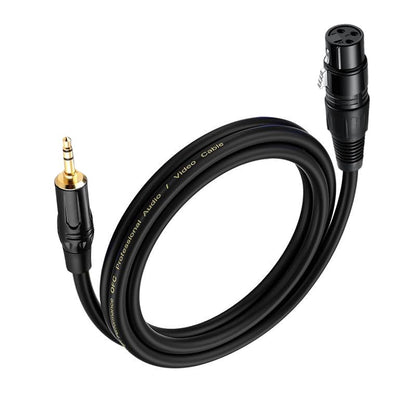 3.5mm to XLR Cable 10FT, Unbalanced 1/8 Mini Jack TRS Stereo Male to XLR Female Microphone Audio Cable, 24K-Gold-Plated Contacts for The cleanest Sound Experience - size: 10FT, style: 3.5 to XLR Female