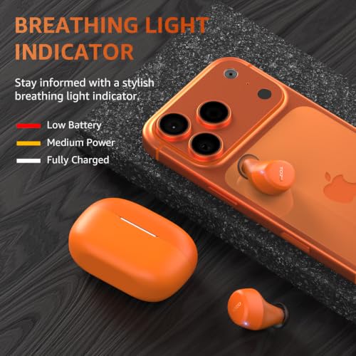 TOZO A1 Wireless Earbuds Bluetooth 5.3 Light Weight in Ear Headphones | IPX5 Waterproof, 2 Mics for AI Calls, Immersive Premium Sound Bass Ear buds with Charging Case, 32 Presets EQ via TOZO App - color: Orange