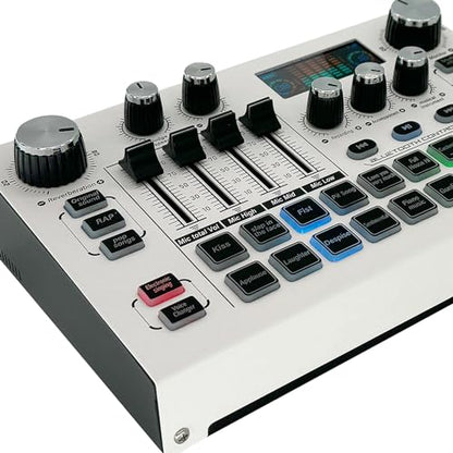 Streaming Audio Mixer, LCD Gaming Audio Mixer Interface, Live Sound Card with Bluetooth, 48V Phantom Power for Live Streaming Podcast, Recording, Gaming