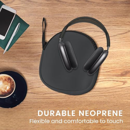 kwmobile Case for Apple AirPods Max/AirPods Max 2 Cover - Over Ear Headphone Storage Bag - Neoprene Headset Travel Pouch with Wrist Strap - Dark Grey - color: dark grey