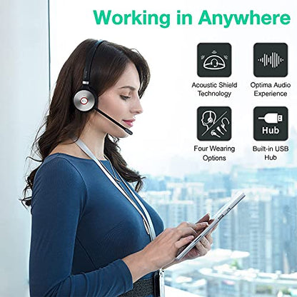 Yealink WH66 Dual Teams Wireless Noise Canceling Headset - Headset Works with USB Enabled Computers, Desk Phones and Softphones Also Connects to Cell Phones with Bluetooth. - color: Black, style: Modern