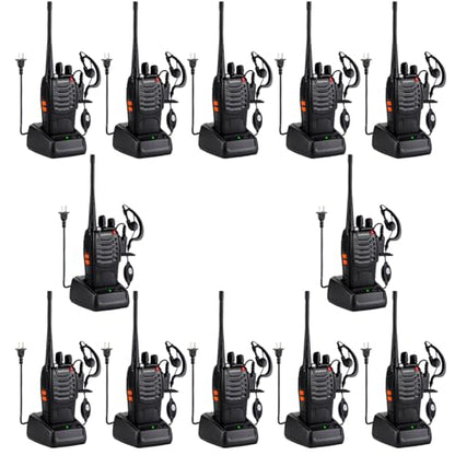 Baofeng Walkie Talkies 888S Rechargeable Long Range with Earpieces for Adults, 16 Channel Professional Radio Handheld Two Way Radios Li-ion Battery and Charger Included (12pack with 12earpiece) - color: 12pack with 12earpiece