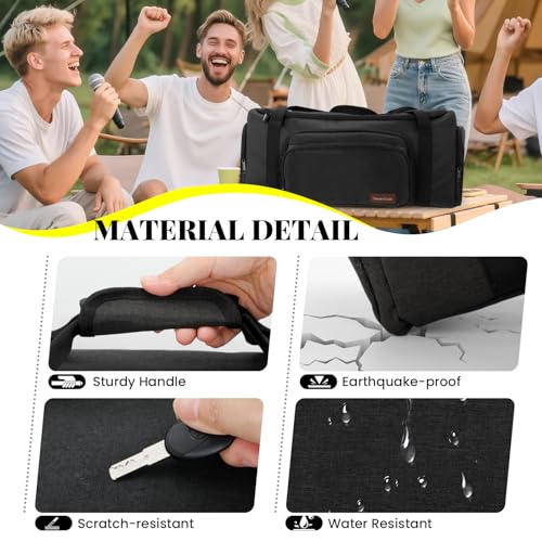 Speaker Bag Compatible with JBL PartyBox On The Go & On-The-Go Essential | Portable Speaker Carry Tote with Pockets for 2 Mics, Cables & Chargers, Top & Front Openings for Playback, Bag Only, Black - color: Black