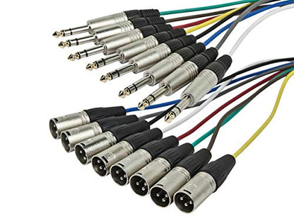 Monoprice 8-Channel 1/4-Inch TRS Male to XLR Male Snake Cable - 20 Feet, 26AWG, with 8 Balanced Mono and Unbalanced Stereo Lines - size: 20 feet, style: Cable