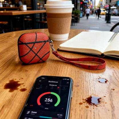 Basketball AirPods Pro 3 Case 2025, Premium PU Leather Protective Cover with Keychain, Cute Hard Shell Earbuds Case, Red - color: (Basketball-05), size: Compatible with Airpods Pro 3(Model A2700/A2931)