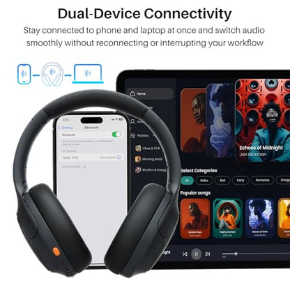 TOZO HT3 Hybrid Noise Cancelling Headphones, 90H Playtime Wireless Over Ear Bluetooth Headset, 3.5mm Aux Cable, Audio Cable Cords