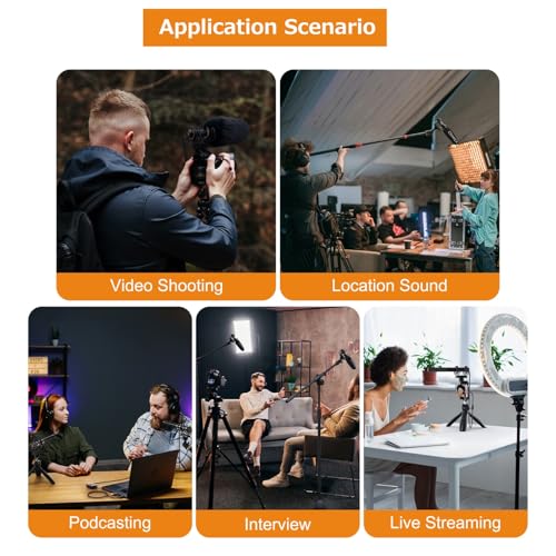 COMICA VM40 2.4G Wireless Shotgun Microphone for Camera,Smartphone and PC,Super Cardioid Mic Support One-Key Denoise with APP Control for Video Recording, Filmmakers, Vloggers