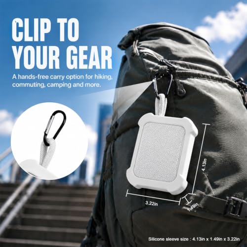 COMECASE Silicone Case for JBL Go 5 with Metal Carabiner, White, Case Only | Thickened Edges, Inner Cushioning Ribs, Easy Button Access, Uncovered Grille and Edge Light, for Travel and Outdoor Use - color: White