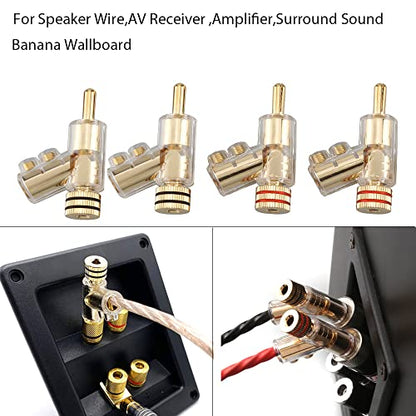 Tertullus 4Pcs Banana Clips Connectors Banana Plugs forSpeaker Wire Gold Plated Screw Locking Connectors forSpeaker Wire, AV Receiver, Amplifier, Surround Sound - size: Clipplug-G