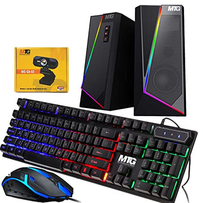 MTG RGB Backlit Mechanical Wired Gaming Keyboard and Mouse Combo | Full Anti-Ghosting, RGB Speaker, Webcam, WiFi BT, PC & Laptop Compatible, Complete Accessory Bundle for Desktop Gaming Setup - color: Gaming cam
