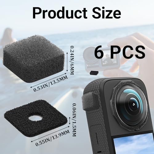 Microphone Wind Muff for Insta360 X3 X4, 6PCS Anti-Noise Sponge Cushion for Camera Enhancement of Sound Quality