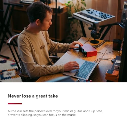 Focusrite Scarlett 4i4 4th Gen USB Audio Interface, for Musicians, Songwriters, Guitarists, Content Creators — High-Fidelity, Studio Quality Recording, and All the Software You Need to Record | 4-In 4-Out, 2 Mic Preamps, 2 Hi-Z Inputs, 4 Line Inputs, MIDI