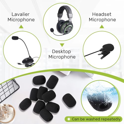 10PCS Lapel Microphone Cover Black Mic Headset Covers Foam Lavalier Microphone Windscreen for Headset Microphone Noise Reduction