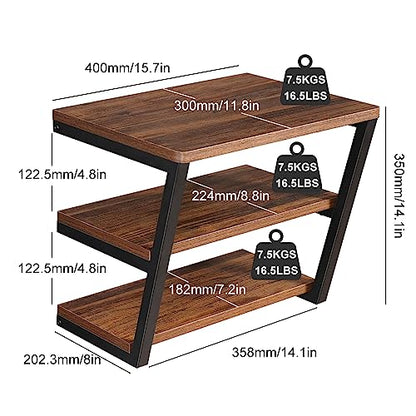 LUCKUP Floating Wall Shelves Wall Mounted Projector Shelf Wood AVMedia Stand with 3 Shelves, Entertainment Center with Strengthened Metal Steel Frame - size: 3-Tier without Cable-Friendly Edge