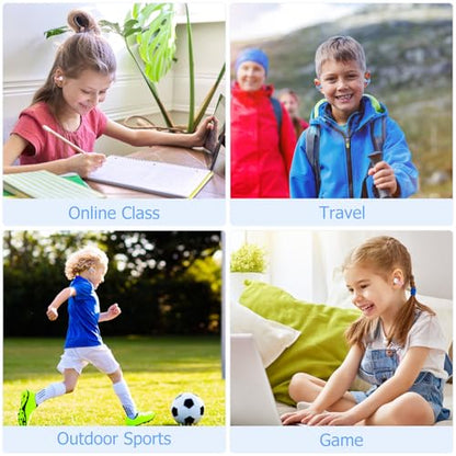 iDIGMALL Kids Wireless Earbuds, Open Ear Clip On Headphones for Teen, Blue | 85dB Volume Limit, 20 Hours Charging Case, Bluetooth 5.4, Built-in Mic, For Teens Child Girls Boys Home School Travel Sports - color: Blue