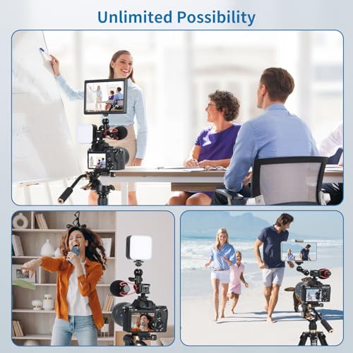 UTEBIT 3 Port Cold Shoe Mount with 1/4"-20 Thread, Black | Cold Shoe Extension Bracket with 3.8" Magic Arm Dual 1/4 Screw Head Adapter for Camera Cage Flash LED Monitor Microphone