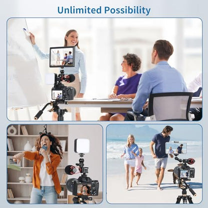 UTEBIT 3 Port Cold Shoe Mount with 1/4"-20 Thread, Black | Cold Shoe Extension Bracket with 3.8" Magic Arm Dual 1/4 Screw Head Adapter for Camera Cage Flash LED Monitor Microphone