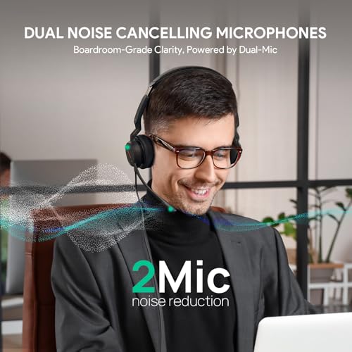 Yealink UH44 USB Headset, Teams Certified, 2 Mics, USB-C/A,in-Line Controls | AI noise-canceling mics,usb headset with microphone for work,wired headset for pc laptop,work from home,busy light