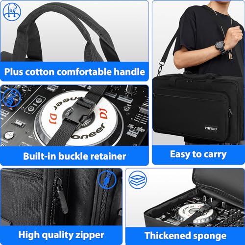 DJ Carrying Case Fits DDJ 200, ddj-wego3, AKAI MK3, Native Maschine Mikro Mk3, Hercules DJ Control Inpulse 200, Numark Party mix, Multi-FX pedals, line 6 helix floor, 16 x 10 x 2.5 Inch, Black - size: 16 x 10 x 2.5 Inch