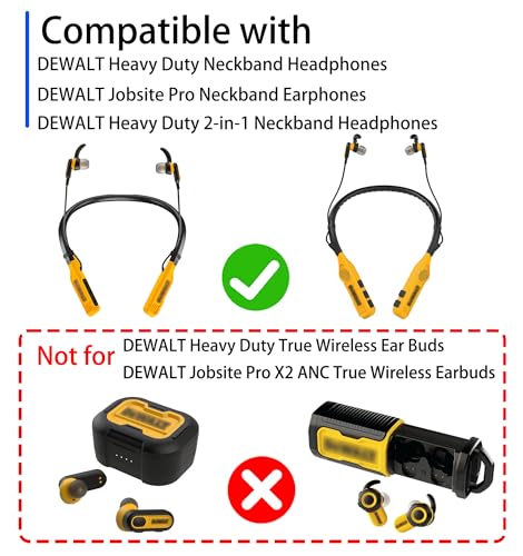 Replacement Triple Flange Ear Tips for Dewalt Headphones (S/M/L) | Compatible with Dewalt Heavy Duty/Heavy Duty 2-in-1 Bluetooth Neckband Headphones, Soft Silicone Ear Tips, 9 Pairs