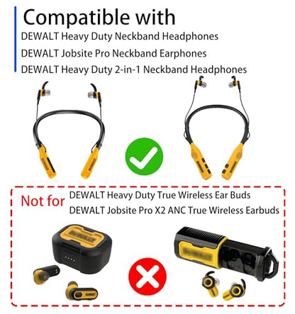 Replacement Triple Flange Ear Tips for Dewalt Headphones (S/M/L) | Compatible with Dewalt Heavy Duty/Heavy Duty 2-in-1 Bluetooth Neckband Headphones, Soft Silicone Ear Tips, 9 Pairs