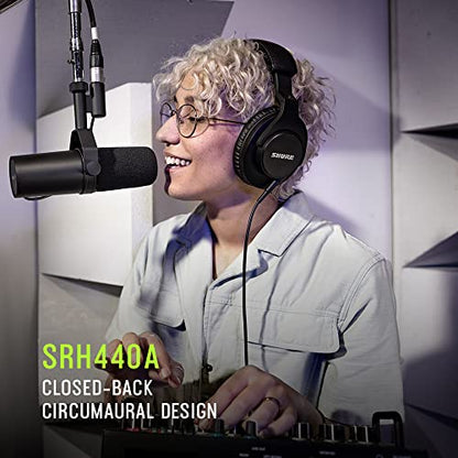 Shure SRH440A Over-Ear Wired Studio Headphones for Recording | Studio-grade closed-back headphones with enhanced frequency response and a collapsible design for monitoring - size: 3.25, style: Gen 2