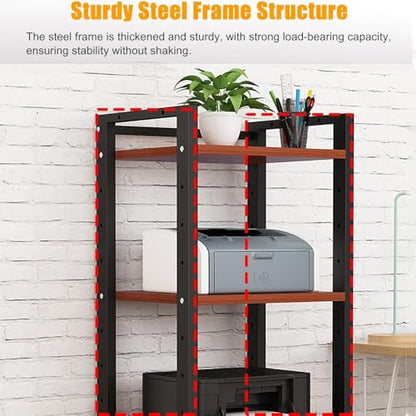 7 Tier Av Media Stand With Wheels, 55in Adjustable Audio Rack - color: Black