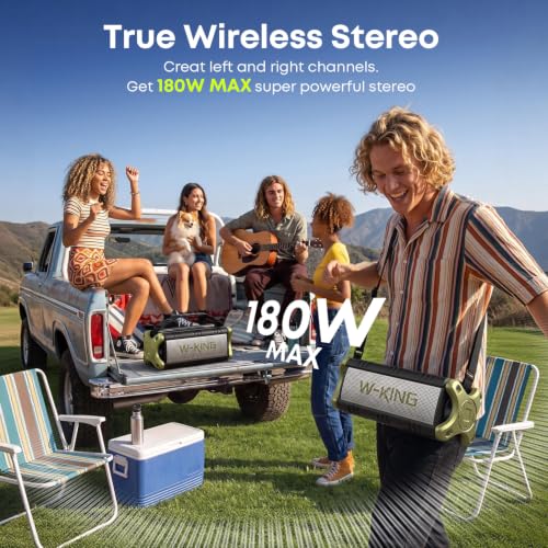 Portable Speakers Bluetooth Wireless, 90W Max Loud Outdoor Speaker with Deep Bass, IPX6 Waterproof, Floatable, Custom EQ, 40H, Dual Pairing, Subwoofer *2, TF, Large Speaker for Beach/Garage/Jobsite