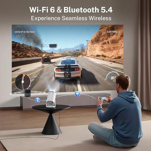 [2026 Upgraded] Mini Projector 4K Supported, Built-in App, Android TV OS X1 - color: White