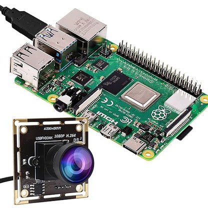 ELP H.264 1080P USB Camera Module with Microphone Wide Angle Fisheye Webcam | 170degree FHD PC Camera for Computer, UVC USB2.0 Lightburn Camera for Laser, Home Security, Embedded Machine Vision, Robotics - size: 170degree lens