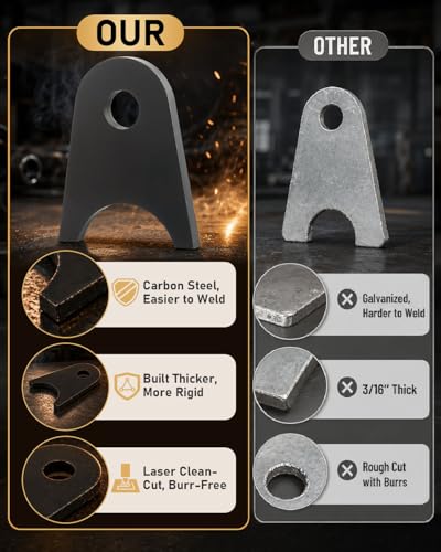 12 Pack Weld On Shock Mount Chassis Tabs | Fits 1.5" Round Tube, 1/2" Hole, 2-1/2" Tall , Weldable for Off-Road Fabrication