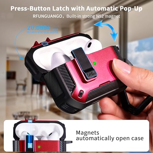RFUNGUANGO for AirPods Pro 2 Case, Red - color: FA-Red, size: AirPods Pro 2 Case