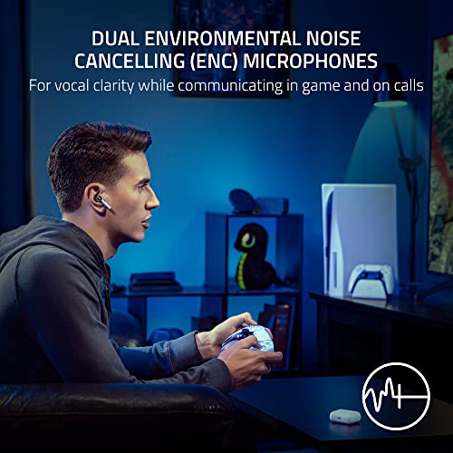 Razer Hammerhead HyperSpeed Wireless Multi-Platform Gaming Earbuds for Playstation 5 / PS5, PC, Mobile: ANC - Noise Cancelling Mic - Bluetooth 5.2 - RGB Chroma - 30 Hr Battery (Renewed)