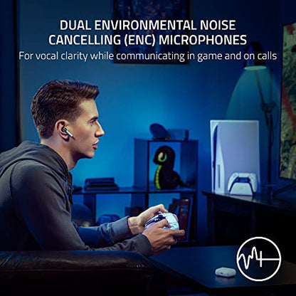 Razer Hammerhead HyperSpeed Wireless Multi-Platform Gaming Earbuds for Playstation 5 / PS5, PC, Mobile: ANC - Noise Cancelling Mic - Bluetooth 5.2 - RGB Chroma - 30 Hr Battery (Renewed)