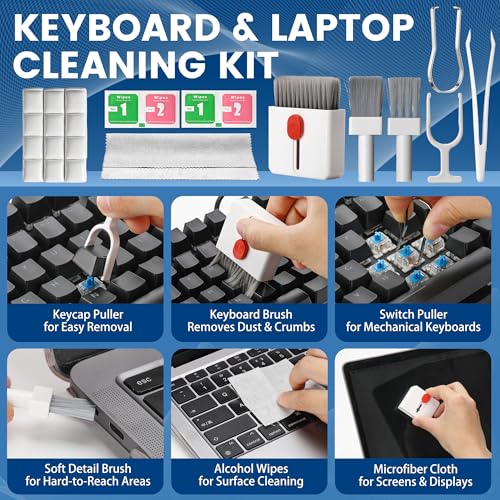 Phone Cleaning Kit (57PCS), iPhone Cleaning Kit, Airbud Cleaning Kit for AirPods, Keyboard Cleaning Kit, Charging Port Cleaner for Apple Lightning/Android USB-C (White, with 10 Mini Brush) - color: White (57PCS)