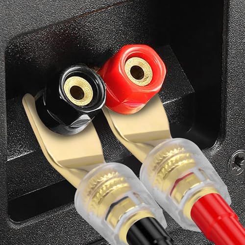 XMSJSIY Y Spade Plug 4mm Banana Female Plug Connector Black & Red U Fork | Y Spade to Banana Jack Speaker Wire Connector Gold-Plated for Speaker Cable, Sound System - 2 Pairs