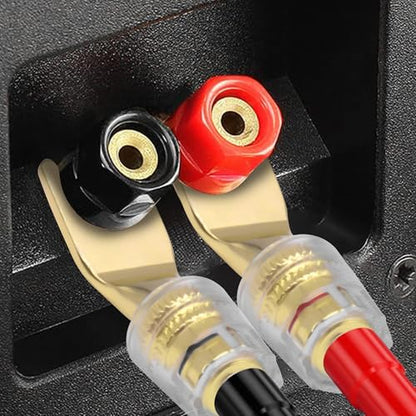 XMSJSIY Y Spade Plug 4mm Banana Female Plug Connector Black & Red U Fork | Y Spade to Banana Jack Speaker Wire Connector Gold-Plated for Speaker Cable, Sound System - 2 Pairs