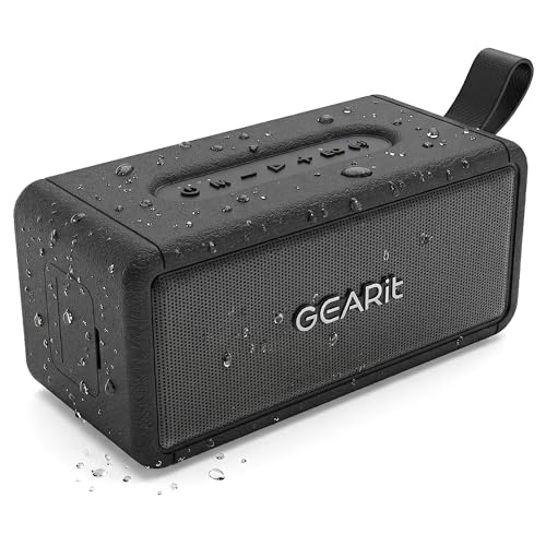 GEARit 40W Waterproof Portable Bluetooth Speaker, Loud Bass, AUX & TWS | IPX6 waterproof, deep bass, indoor/outdoor EQ; AUX, USB-C, USB-A, MicroSD playback; TWS pairs two for stereo - size: Inline - 40W