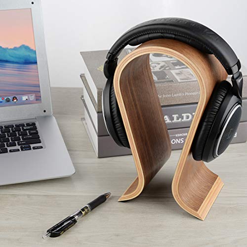 Linkidea Wooden Omega Headphones Stand/Wooden Headphone Hanger/Wood Headset Holder/Omega Earphone Desk Display Hanger - Wooden Headsets Walnut Finish