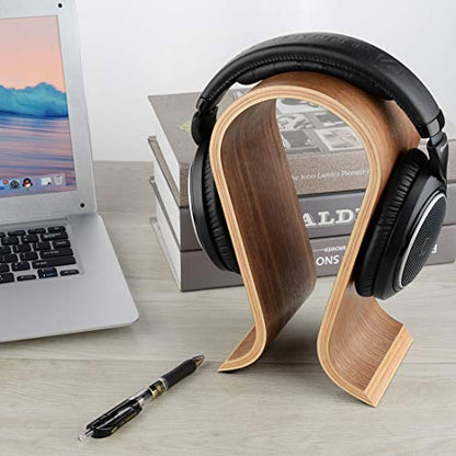 Linkidea Wooden Omega Headphones Stand/Wooden Headphone Hanger/Wood Headset Holder/Omega Earphone Desk Display Hanger - Wooden Headsets Walnut Finish