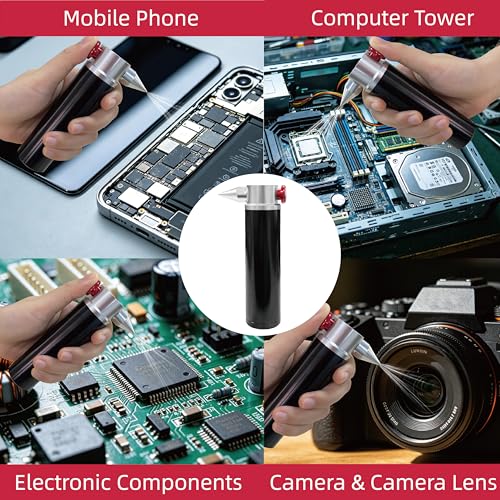 CO2 Can Air Duster Spray with 5x16g 3/8-24UNF Thread CO2 Cartridges | Non-toxic,residue-free,with powerful airflow,suitable for sensitive items such as optical components and electronic devices