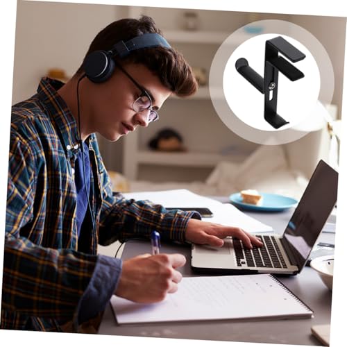 VILLCASE Adjustable Metal Headphone Stand Hanger Clip Under Desk Headset Holder for Gaming and Office Use Space-Saving Design - color: Black