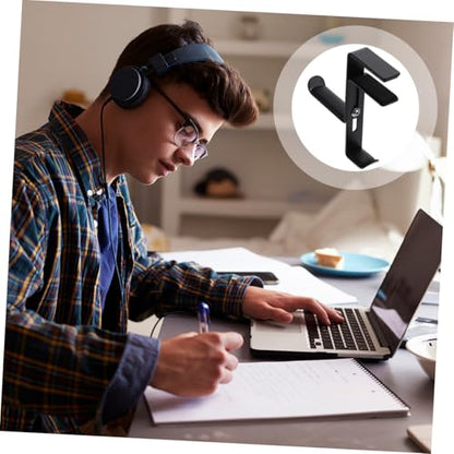 VILLCASE Adjustable Metal Headphone Stand Hanger Clip Under Desk Headset Holder for Gaming and Office Use Space-Saving Design - color: Black