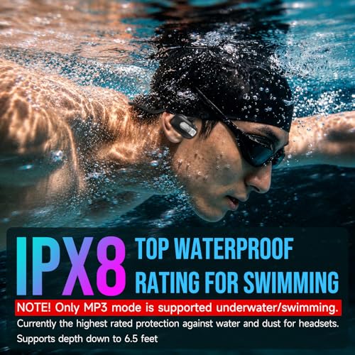 B35 32GB Bone Conduction Swimming Headphones, IPX8 Waterproof Headphones with Bluetooth & MP3 Mode Playback, Open-Ear Sports Headphones