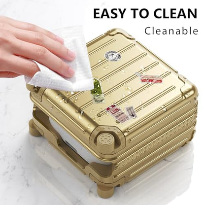 KOREDA Compatible with Samsung Galaxy Buds 4 Case/Buds 4 Pro Case Cover, Cute Funny Suitcase Design Case for Galaxy Buds 4 Pro, Fashion Protective Hard Case for Women Men with Keychain - color: Champaign Gold