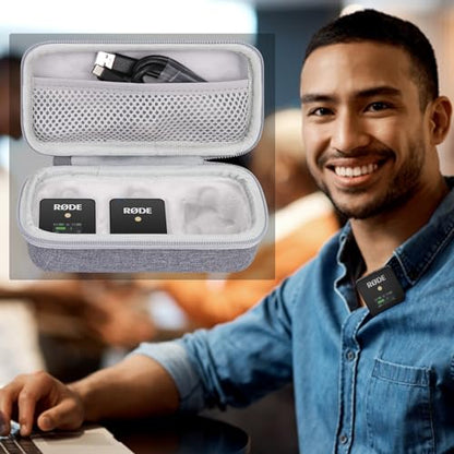 Aenllosi Hard Case for Rode ME/GO III/GO II Dual Channel Microphone, White | EVA hard shell, Water-resistant design, Impact-resistant design, Protective case only - color: White