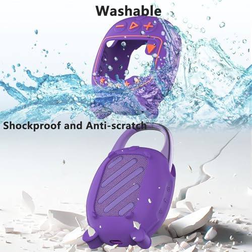 JCHPINE Silicone Cover Case for JBL Clip 5 Portable Bluetooth Speaker - color: Purple