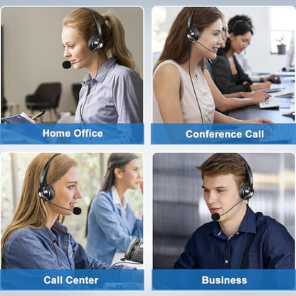 Callez RJ9 Telephone Headset with Noise Cancelling Mic for Landline Phones | Corded Office Phone Headset, Works with Polycom Avaya Plantronics NEC Mitel ShoreTel Aastra Digium InterTel Nortel Fanvil